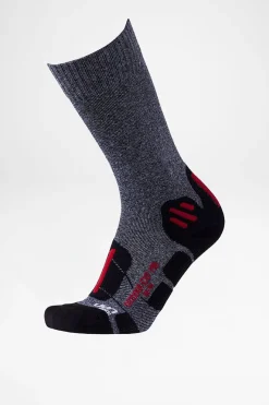 Socken>UYN Trekking Outdoor Explorer MID Herren (Grey Melange/Red)